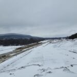 15 km 75+000 ułożone warstwy nawierzchni, roboty ziemne (przeciwnie do km)
