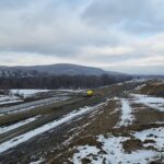 15 km 75+000 ułożone warstwy nawierzchni, roboty ziemne (przeciwnie do km)