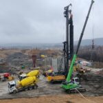 5 km 72+350 obiekt ES 2.1 - prace palowe, betonowanie podpór