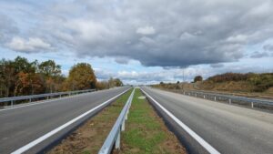 14 km 75+000 ułożone warstwy nawierzchni, (przeciwnie do km)